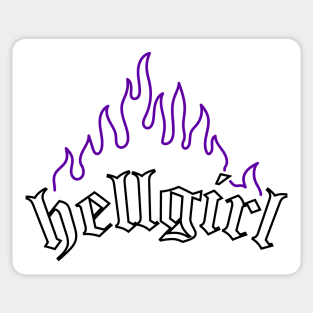 Hellgirl Aesthetic Goth Grl Grunge Design (Purple Flames & Black Text) Sticker